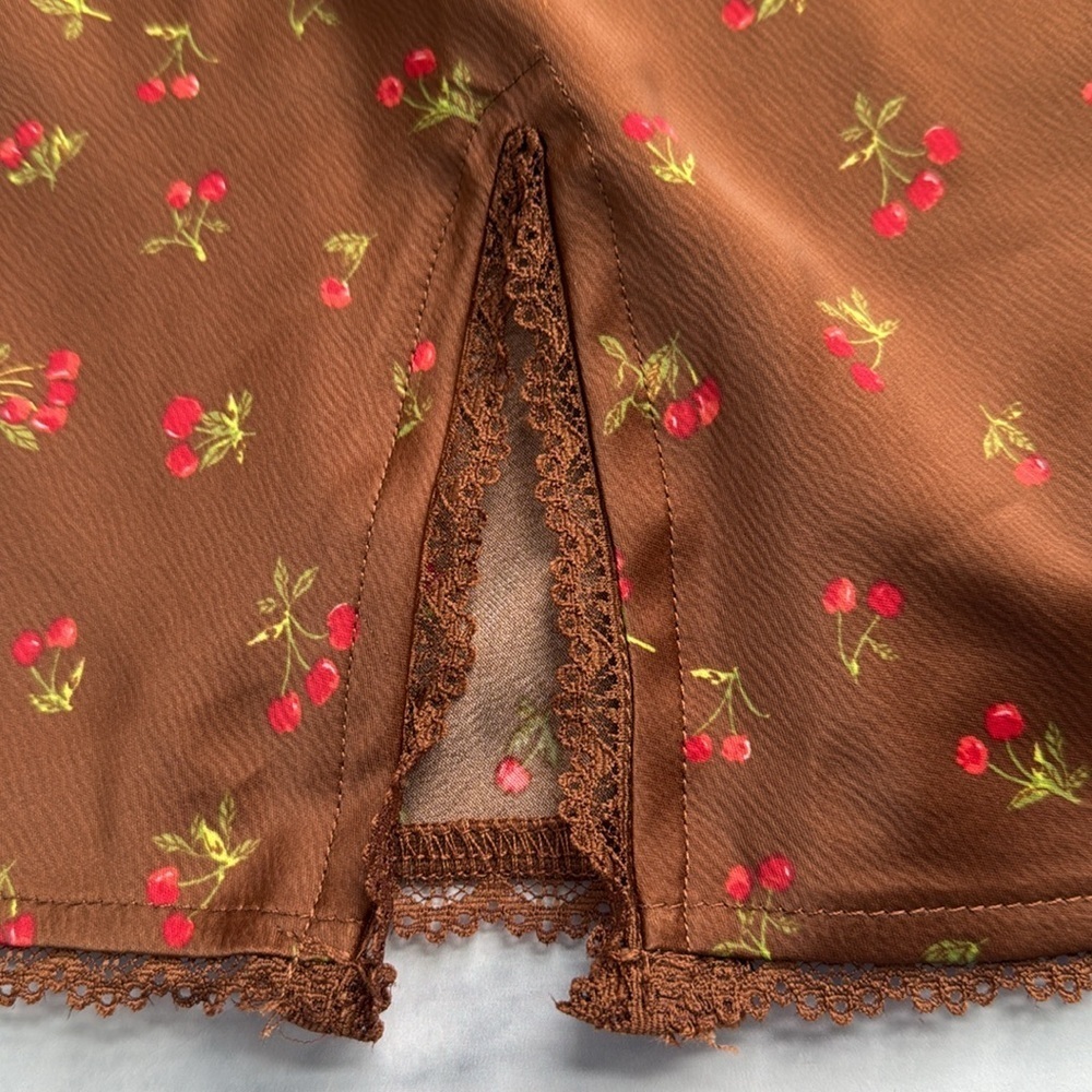 Wild Fable Women's Lace Trim Slip Dress Brown Cherries Size XL - Picture 13 of 16